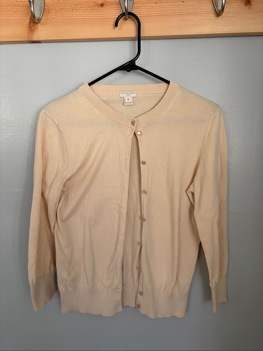 J.Crew The Clare Cardigan Cream Button Front Crewneck Size Medium